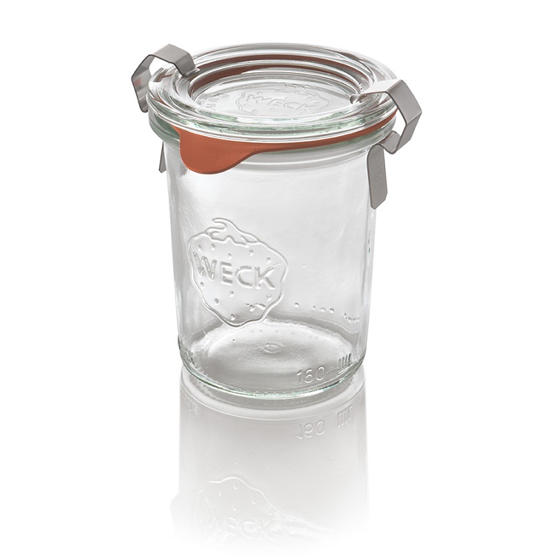 Weckglas groß mit Deckel, Gummi und 2 Klammern